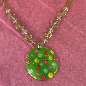 Beautiful Green painted mother of pearl necklace